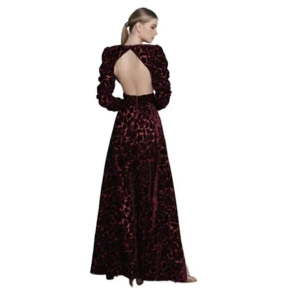 Bronx and Banco Velvet Gown Floral  Open Back Maxi XL - Picture 2 of 14